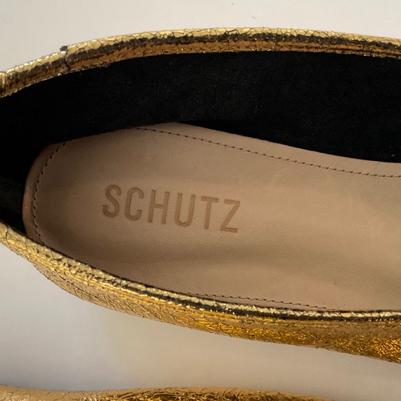 SCHUTZ Arissa  Metallic Gold Leather Ballet Flats Size 8 NEW - Picture 5 of 11